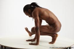 Nude Man Black Athletic Black Dancing Dreadlocks Realistic